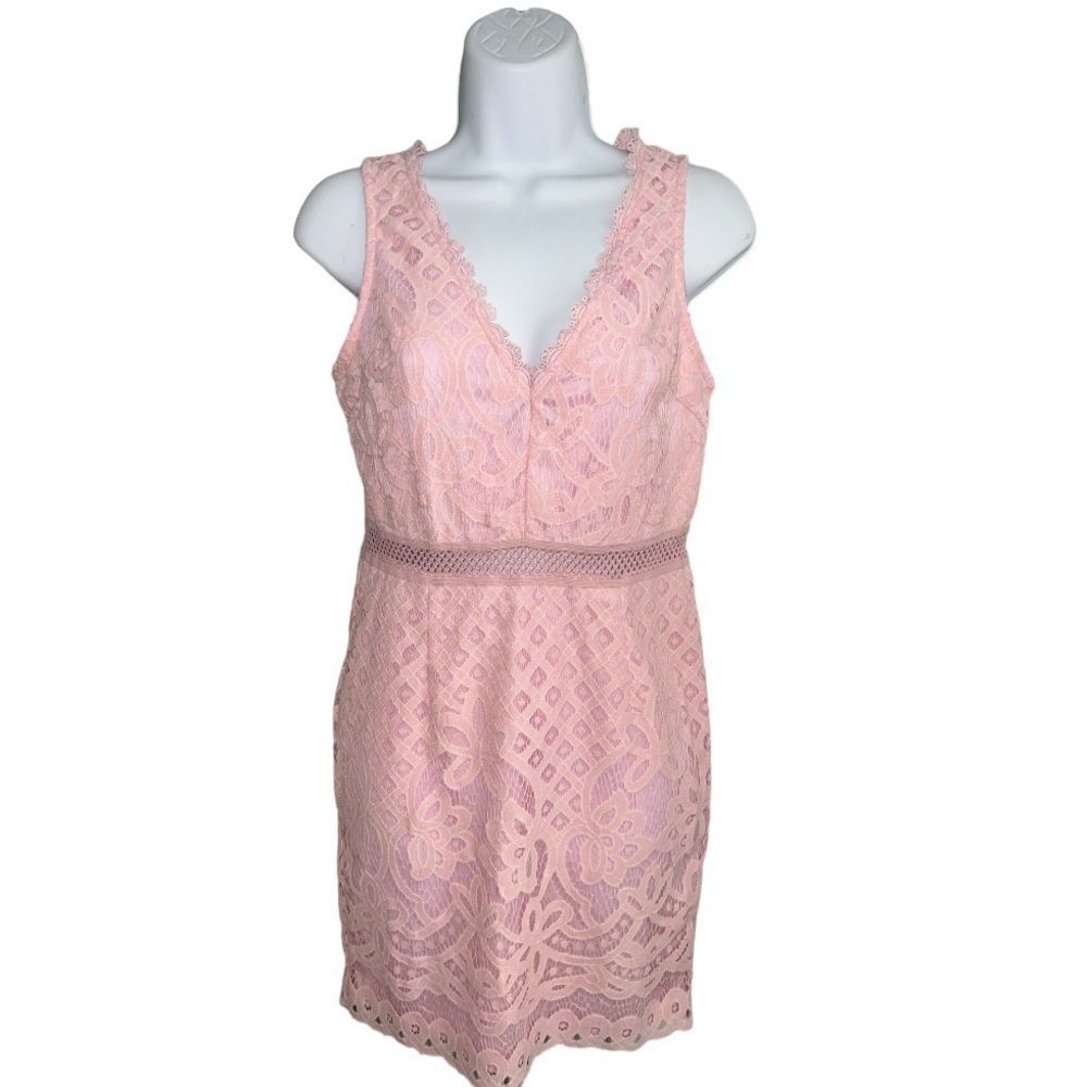 INVOGUE Paris Women's Elegant Floral Lace Sleeveless Short Cocktail Party Size M